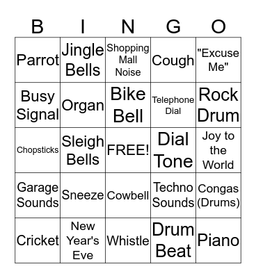Audio Bingo Card  Bingo Card
