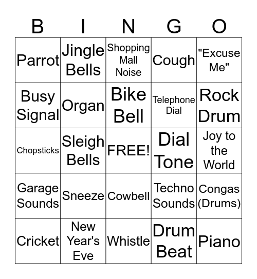 Audio Bingo Card  Bingo Card