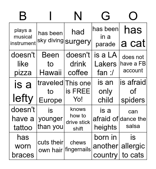 Find Someone Who... Bingo Card