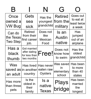 Prime Time Bingo Card