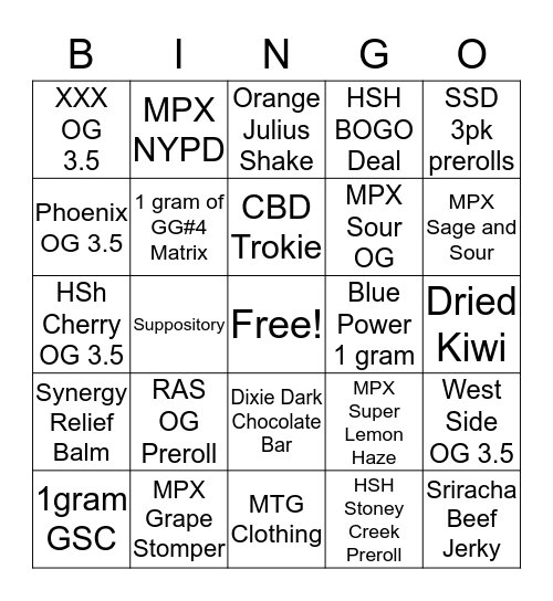 TheDispensary Bingo Card