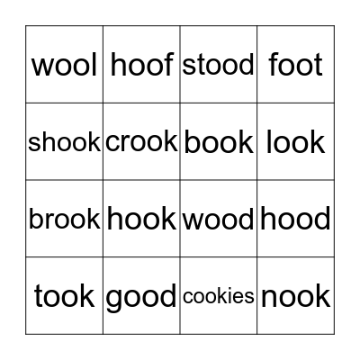 (oo) words BINGO Card