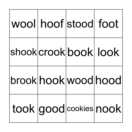 (oo) words BINGO Card