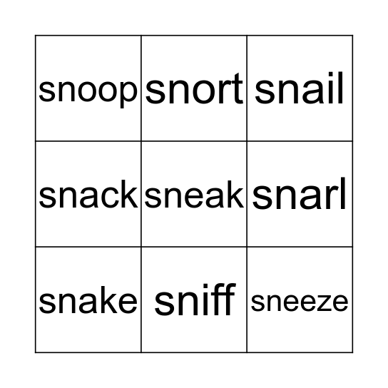 sn Bingo Card