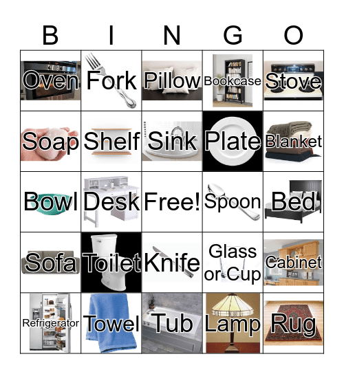 Household Objects Bingo Card