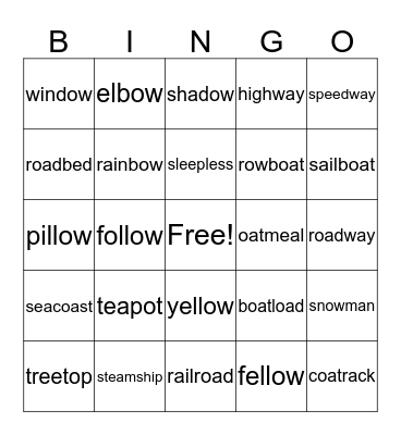 Phonics for Reading Challenge Words Grade 2 Lessons 6-10 Bingo Card