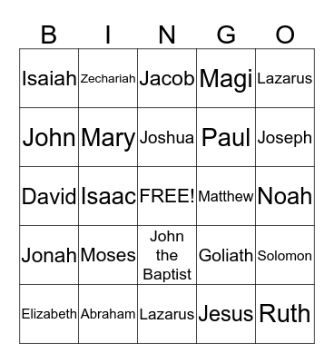BIBLE PEOPLE Bingo Card