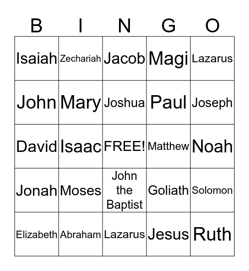BIBLE PEOPLE Bingo Card