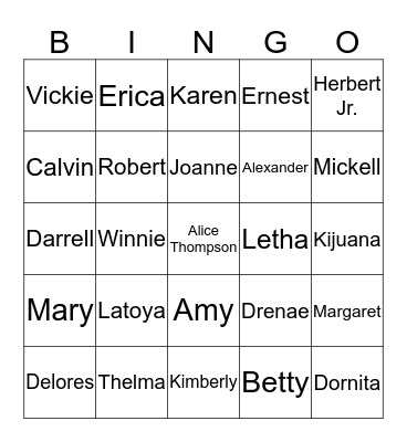 We Are Family Bingo Card