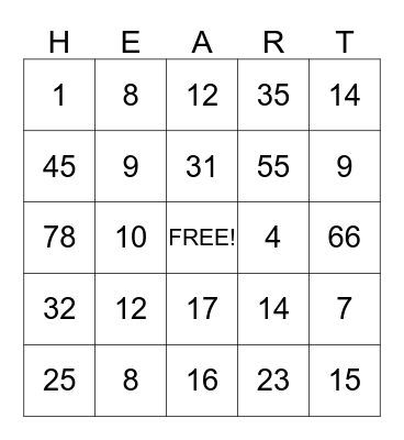 VALENTINE'S DAY Bingo Card