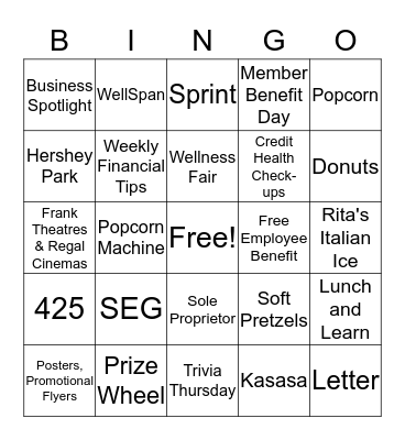 First Capital FCU SEG Bingo Card
