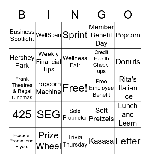 First Capital FCU SEG Bingo Card