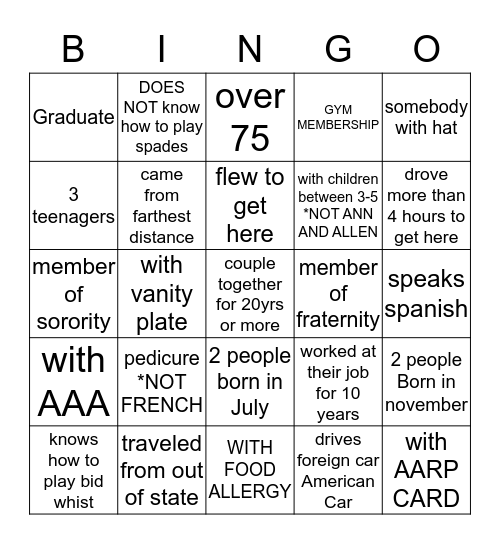 ICE BREAKER BINGO Card