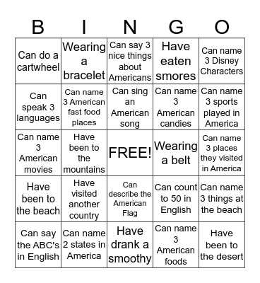 People Bing Bingo Card