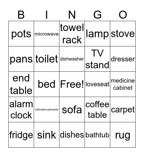 My Home Bingo Card