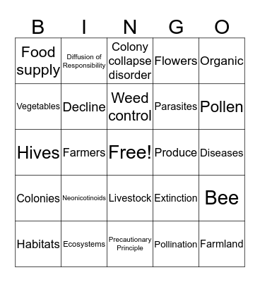 Bee Bingo! Bingo Card