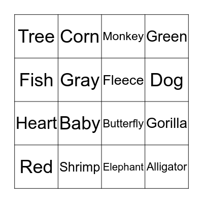 Preschool ASL Signs Bingo Card