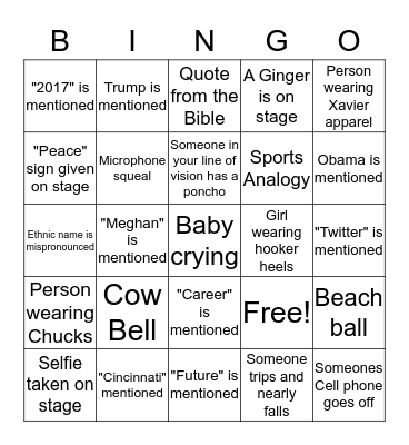 Graduation Bingo Card