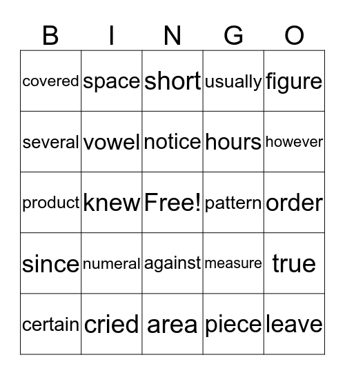 Grade 2 May Bingo Card