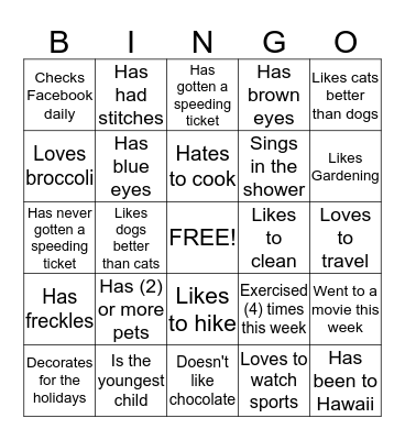Find someone who... Bingo Card