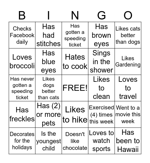 Find someone who... Bingo Card