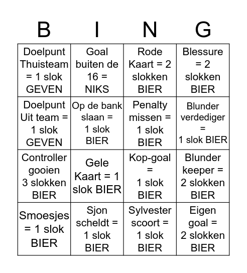 Fifa Bingo Card