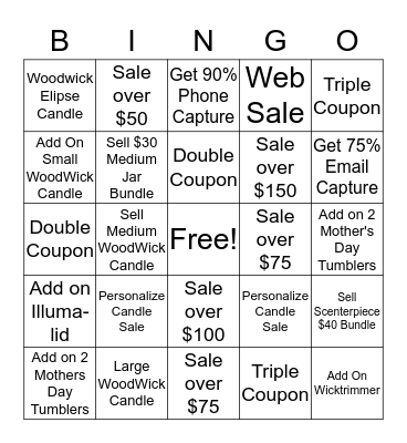 Yankee Candle Bingo Card