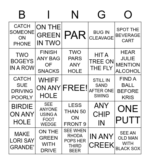 DIVOT DIVAS GOLF Bingo Card