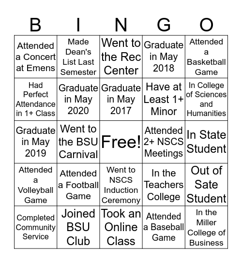 NSCS Bingo Card