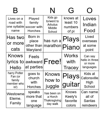 Keely Konnection Bingo Card
