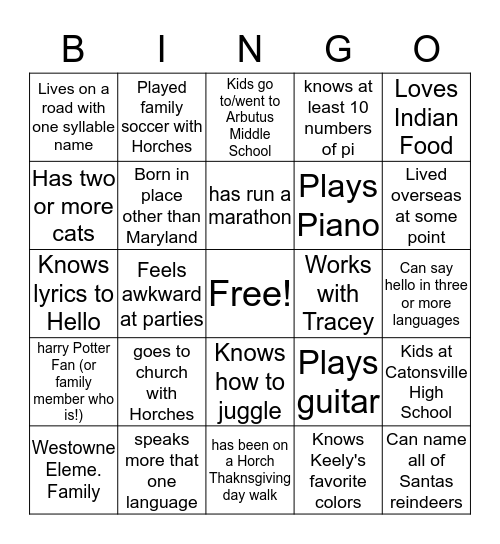 Keely Konnection Bingo Card