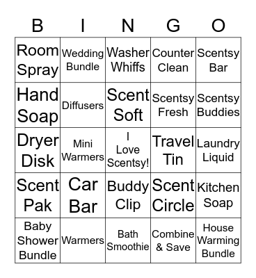 Scentsy Bingo Card