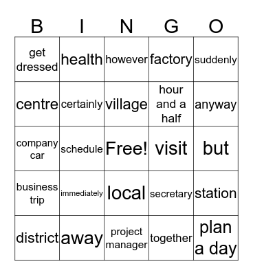 New words bingo Card