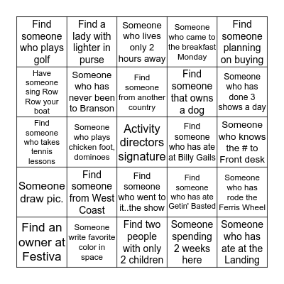 Who can find the most? Bingo Card