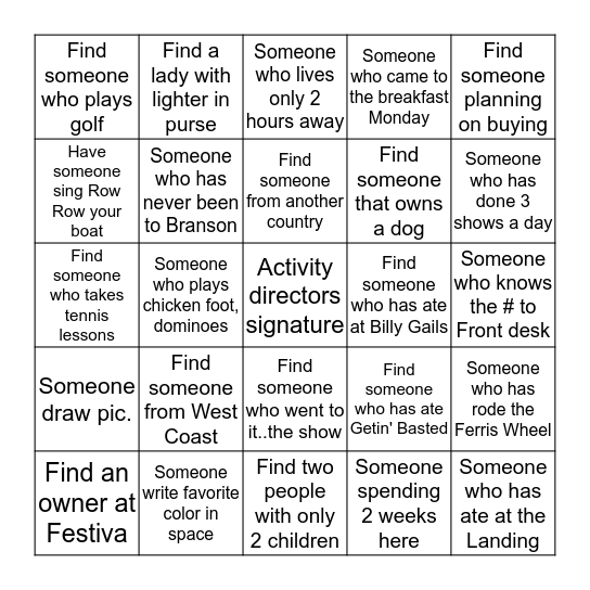 Who can find the most? Bingo Card