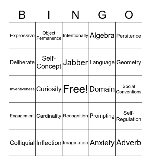 TN-ELDS Vocabulary Bingo Card