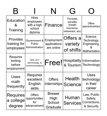 Career Fair Bingo Card