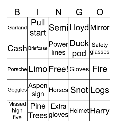 Dumb and Dumber Bingo Card