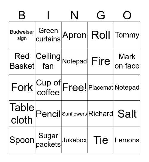 Tommy Boy Bingo Card