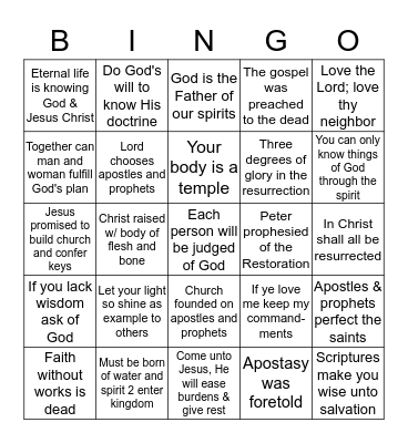 New Testament Doc Mastery Text Given 4/27/17 Bingo Card