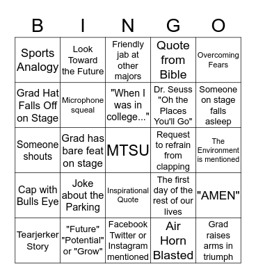 Graduation 2017 Bingo Card