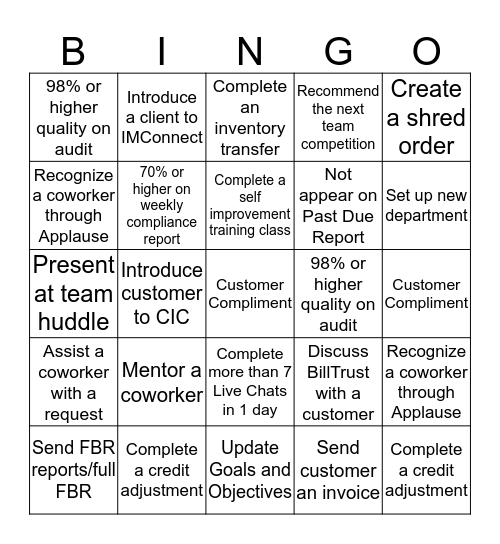 PCS Bingo Card