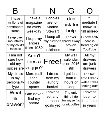 Organization BINGO Card