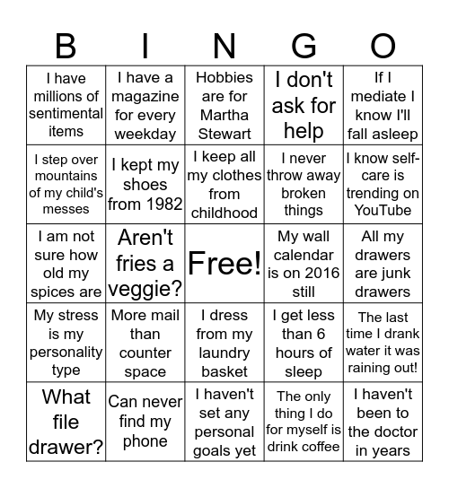 Organization BINGO Card