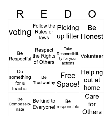 Citizenship Bingo Card
