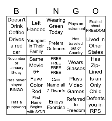 Mix and Mingo Bingo! Bingo Card