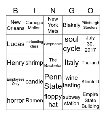 A Perfect Blend~Stephanie&Henry Bingo Card