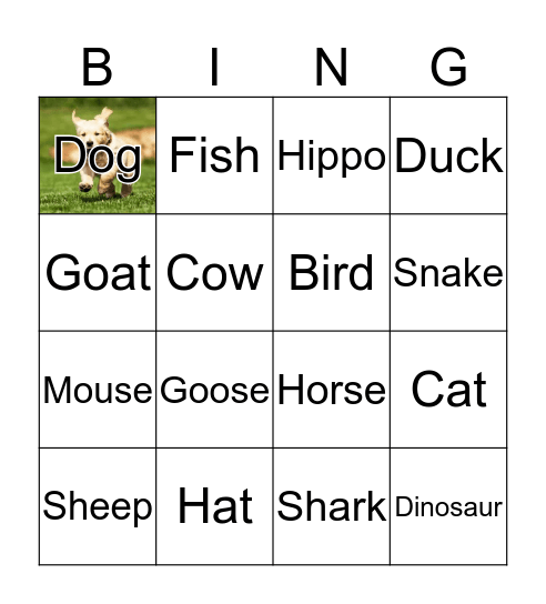 Animals Bingo Card