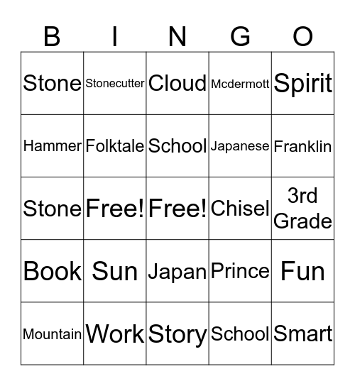 The StoneCutter Bingo Card