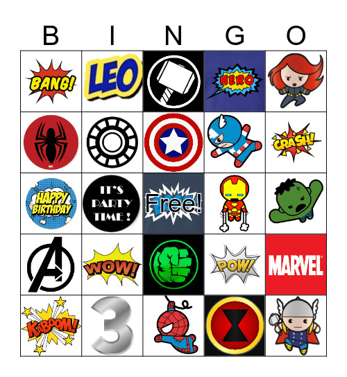 SUPERHEROES  Bingo Card